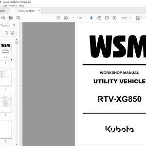 Kubota Utility Vehicle RTV-XG850 Workshop Manual - PDF DOWNLOAD