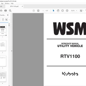 Kubota Utility Vehicle RTV1100 Workshop Manual - PDF DOWNLOAD