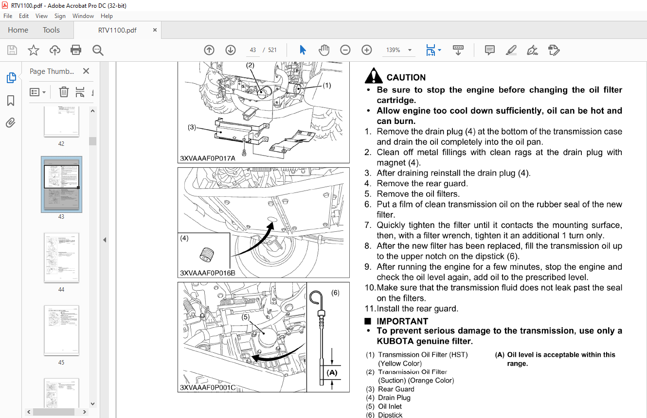 Kubota Utility Vehicle RTV1100 Workshop Manual - PDF DOWNLOAD ...