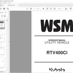 Kubota Utility Vehicle RTV400Ci Workshop Manual - PDF DOWNLOAD