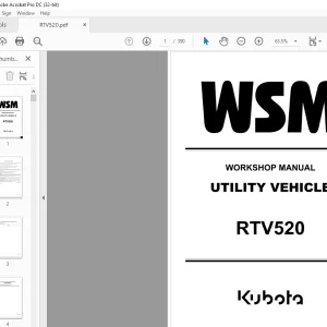 Kubota Utility Vehicle RTV520 Workshop Manual - PDF DOWNLOAD