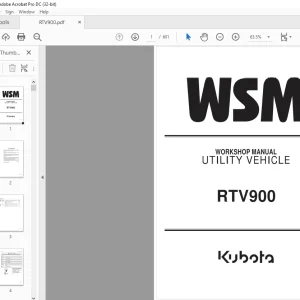 Kubota Utility Vehicle RTV900 Workshop Manual - PDF DOWNLOAD