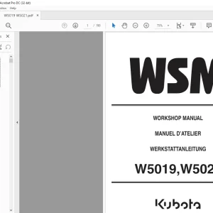 Kubota W5019 W5021 Walk Behind Mower Workshop Manual - PDF DOWNLOAD