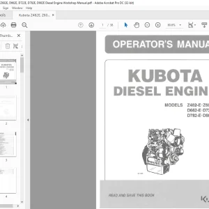 Kubota Z482E Z602E D662E D722E D782E D902E Diesel Engine Workshop Manual  - PDF DOWNLOAD