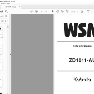 Kubota ZD1011-AU Zero Turn Mower Workshop Manual - PDF DOWNLOAD