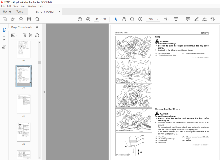 Kubota ZD1011-AU Zero Turn Mower Workshop Manual - PDF DOWNLOAD ...