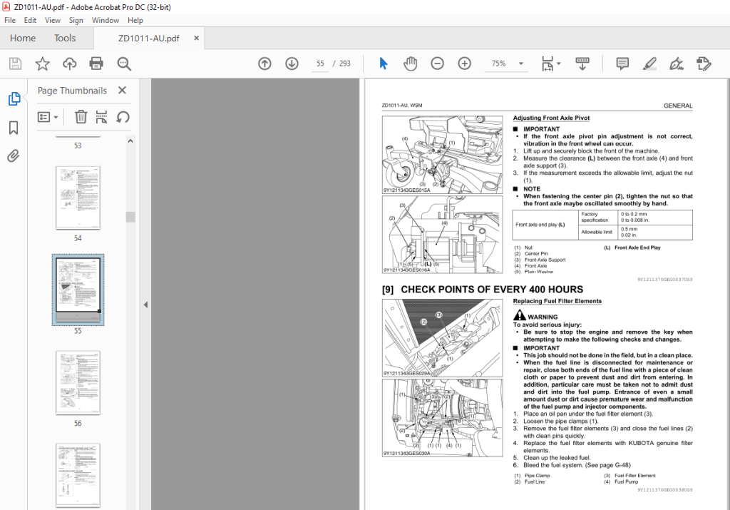 Kubota ZD1011-AU Zero Turn Mower Workshop Manual - PDF DOWNLOAD ...