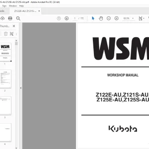 Kubota Zero Turn Mower Z122E-AU Z121S-AU Z125E-AU Z125S-AU Workshop Manual - PDF DOWNLOAD