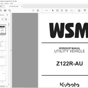 Kubota Zero Turn Mower Z122R-AU Workshop Manual - PDF DOWNLOAD