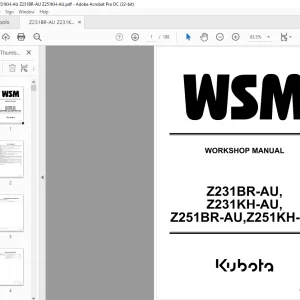 Kubota Zero Turn Mower Z231BR-AU Z231KH-AU 2251 BR-AU 2251 KH-AU Workshop Manual - PDF DOWNLOAD