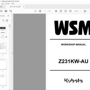 Kubota Zero Turn Mower Z231JW-AU Workshop Manual - PDF DOWNLOAD