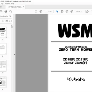 Kubota Zero Turn Mower ZD18(F) ZD21(F) ZD25F ZD28(F) Workshop Manual - PDF DOWNLOAD