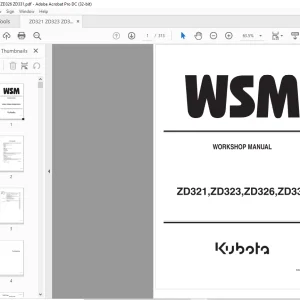 Kubota Zero Turn Mower ZD321 ZD323 ZD326 ZD331 Workshop Manual - PDF DOWNLOAD