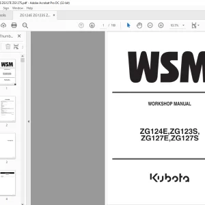 Kubota Zero Turn Mower ZG124E ZG123S ZG127E ZG127S Workshop Manual - PDF DOWNLOAD