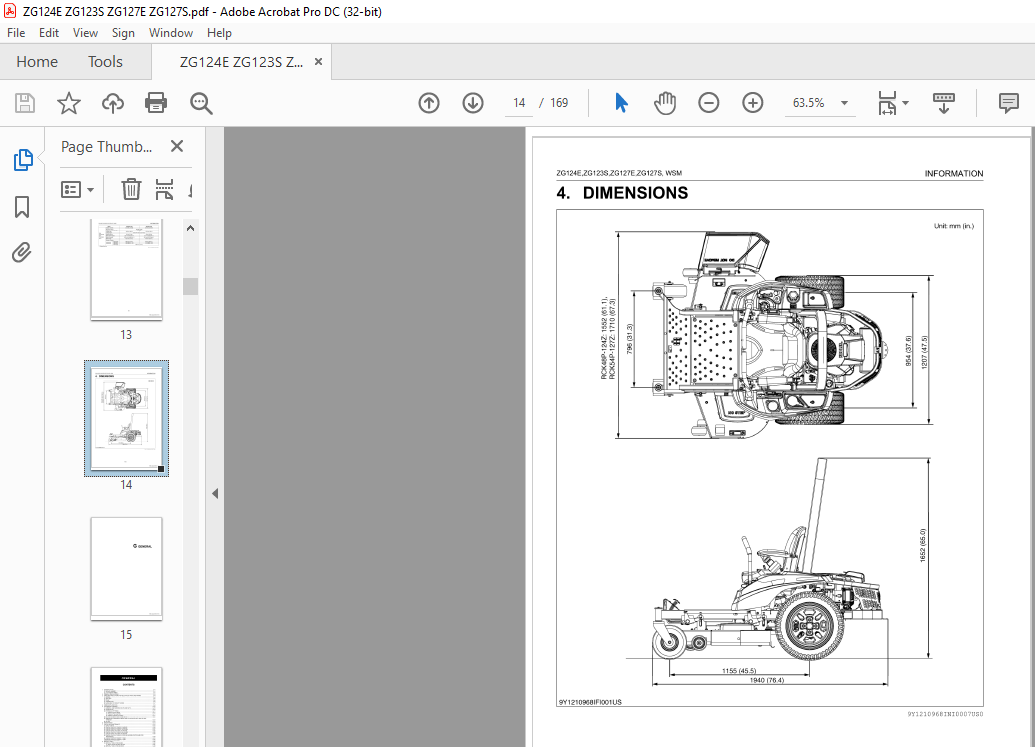 Kubota Zero Turn Mower Zg124e Zg123s Zg127e Zg127s Workshop Manual Pdf Download Heydownloads 4256