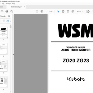 Kubota Zero Turn Mower ZG20 ZG23 Workshop Manual - PDF DOWNLOAD