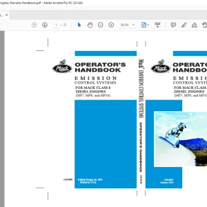MACK CLASS 8  (MP7, MP8, and MP10) DIESEL ENGINES EMISSION OPERATOR'S HANDBOOK MANUAL -  PDF DOWNLOAD