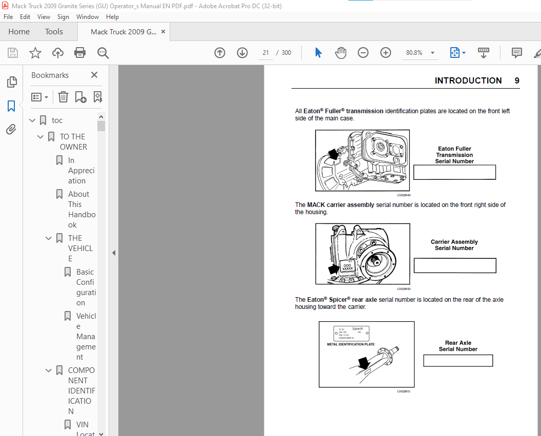 Mack® Granite Series (GU Series) Operator's Handbook Manual TS92009 ...