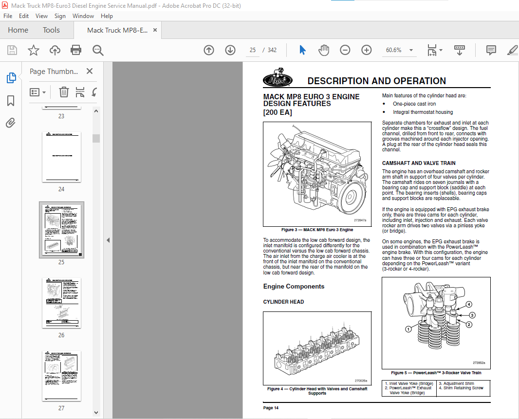 Mack Truck Diesel Engine MP8 (EURO 3 EMISSIONS REGULATIONS) Service ...