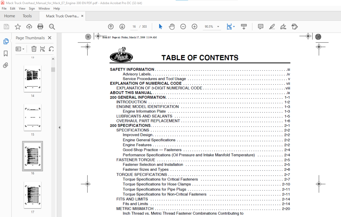 Mack Truck E7 Engine Overhaul Operator's Manual 5-101 - PDF DOWNLOAD