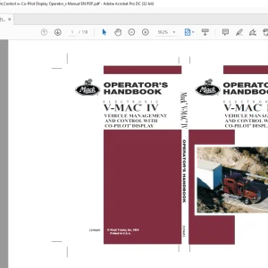 Mack Truck Electronic V-MAC IV Vehicle Management & Control with Co-Pilot Display Operator’s Manual 21394651 - PDF DOWNLOAD