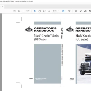 Mack Truck GraniteTM Series (GU Series) Operator's Handbook Manual 21394647 - PDF DOWNLOAD