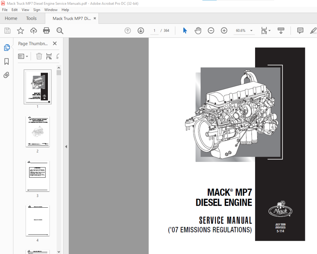 Mack Truck MP7 Diesel Engine (’07 EMISSIONS REGULATIONS) SERVICE MANUAL