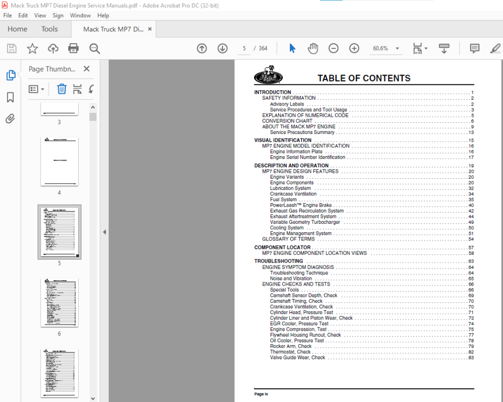 Mack Truck MP7 Diesel Engine (’07 EMISSIONS REGULATIONS) SERVICE MANUAL ...