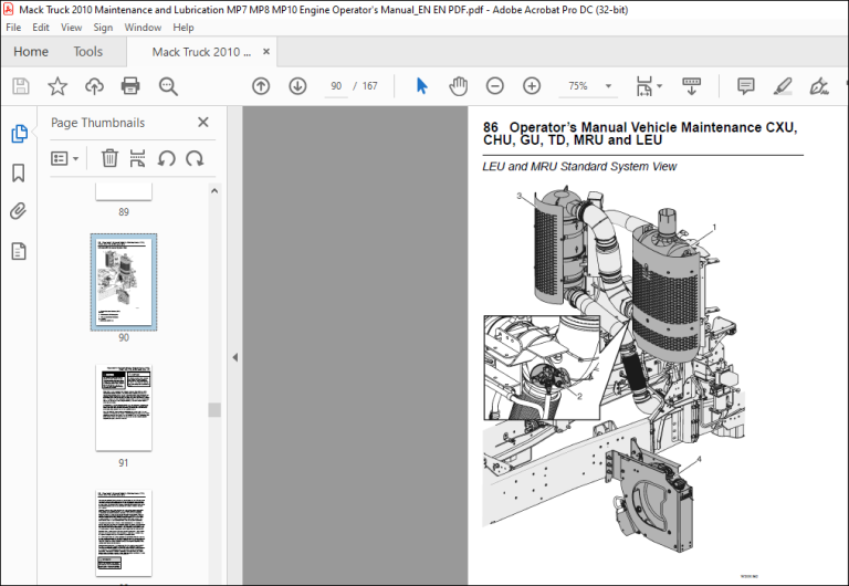 Mack Truck MP7 MP8 & MP10 Engines Operator's Handbook Manual 21394653