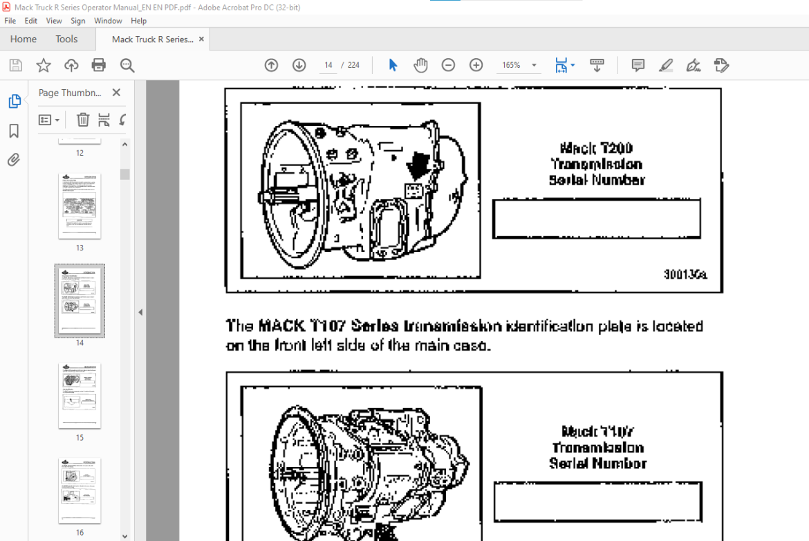 Mack Truck R Series Operator's Handbook Manual TS57500 - PDF DOWNLOAD ...