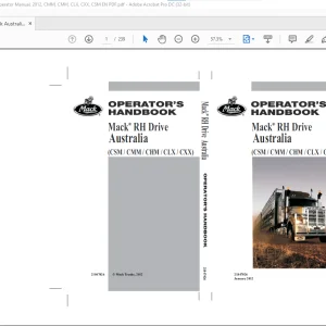 Mack Truck RH Drive CSM CMM CHM CLX CXX Australia Operator's Handbook Manual 21847026 - PDF DOWNLOAD