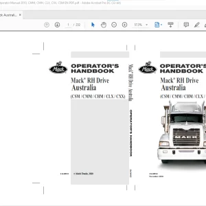 Mack Truck RH Drive CSM CMM CHM CLX CXX Operator's Handbook Manual 21630923 - PDF DOWNLOAD