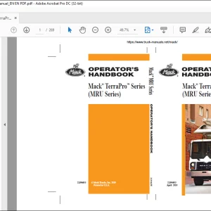 Mack Truck Terrapro Series (MRU Series) Operator's Handbook Manual - PDF DOWNLOAD