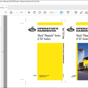 Mack® Pinnacle Series (CXU Series) Operator's Handbook Manual 21394648 - PDF DOWNLOAD