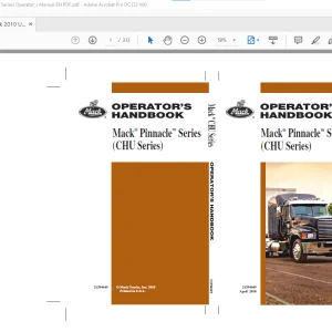 Mack® Truck Pinnacle Series (CHU Series) Operator's Handbook Manual 21394649 - PDF DOWNLOAD