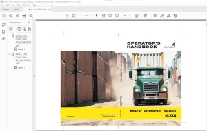 Mack® Truck Pinnacle Series (CXU) Operation's Handbook Manual 22470031 - PDF DOWNLOAD
