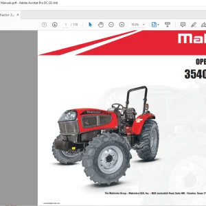 Mahindra 3540P 3550P PST Tier-4 Operator's Manual - PDF DOWNLOAD