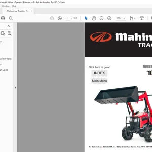 Mahindra Tractor 10 Series 4010 Gear  Operator Manual  -  PDF DOWNLOAD