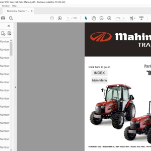 Mahindra Tractor 10 Series 5010  Gear Cab Parts Manual  - PDF DOWNLOAD