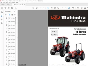 Mahindra Tractor '10' Series 5010 Gear Open Station Parts Catalogue Manual - PDF DOWNLOAD