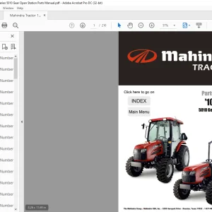 Mahindra Tractor '10' Series 5010 Gear Open Station Parts Catalogue Manual - PDF DOWNLOAD