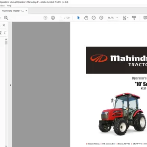 Mahindra Tractor 10 Series H6110 Gear Cab OPERATOR'S MANUAL -  PDF DOWNLOAD