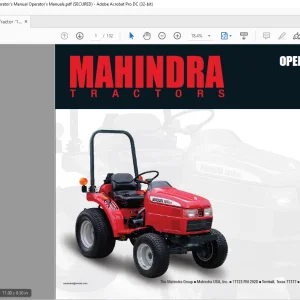 Mahindra Tractor '15' Series 2015 4WD Operator's Manual  - PDF DOWNLOAD