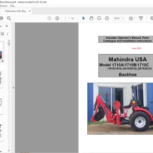 Mahindra Tractor Backhoe 1710A 1710B 1710C (1815 1816) (2415 2516) (2015 2216) Operator’s Parts Catalogue Manual - PDF DOWNLOAD