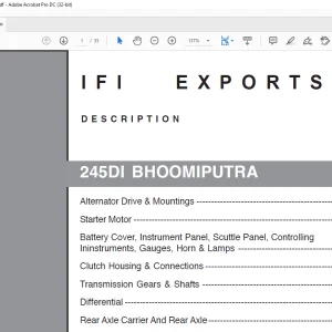 Mahindra Tractor 245DI BHOOMIPUTRA Parts Manual  - PDF DOWNLOAD