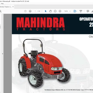 Mahindra Tractor 2525 4WD Operator's Manual - PDF DOWNLOAD