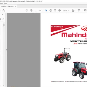 Mahindra Tractor 2545 Shuttle - Shuttle Cab Operator's Manual - PDF DOWNLOAD