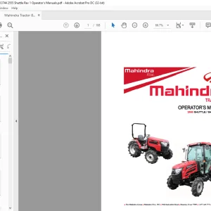 Mahindra Tractor 2555 Shuttle - Shuttle Cab Operator's Manual - PDF DOWNLOAD