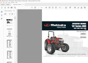 Mahindra Tractor 35' Series 4WD 3535 4035 4535 5035 HST Operator's Manual - PDF DOWNLOAD