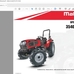 Mahindra Tractor 3540 3550 HST Tier-4 Final Operator's Manual - PDF DOWNLOAD
